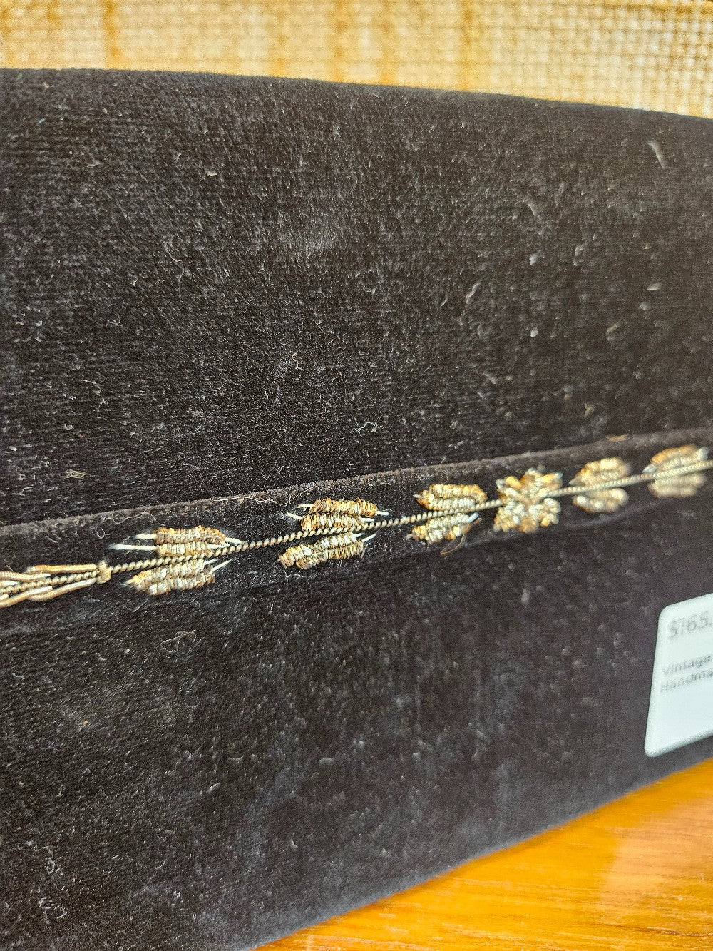 Vintage 1950s Zari Embroidery Handmade Velvet Evening Ba|12764