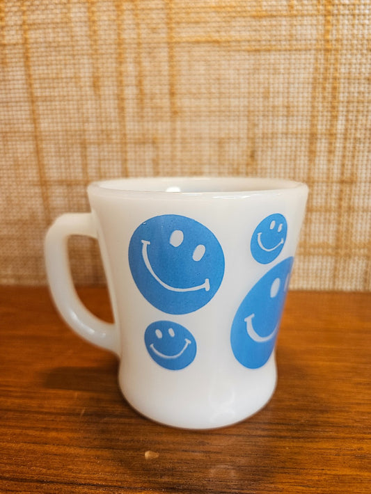 Fire-King Blue Smiley Face Mug|12771