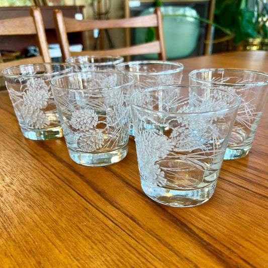 Libbey Frosted Pinecone Glasses, set of 6 in box|12943
