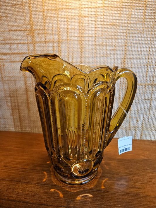 L.E. Smith Moon & Stars amber glass pitcher|12812