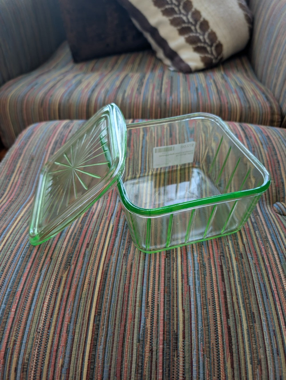 Vaseline Glass Refrigerator Dish With Lid|11584