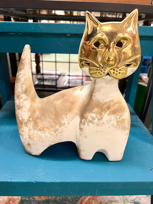 Signed Pauline Pelletier ceramic cat sculpture, 1980s|9978