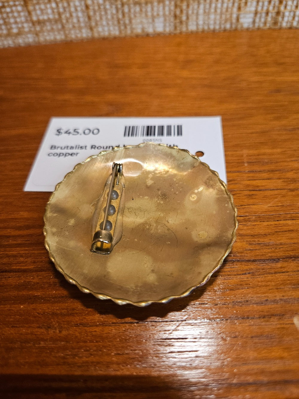 Brutalist Round brooch with copper|12858