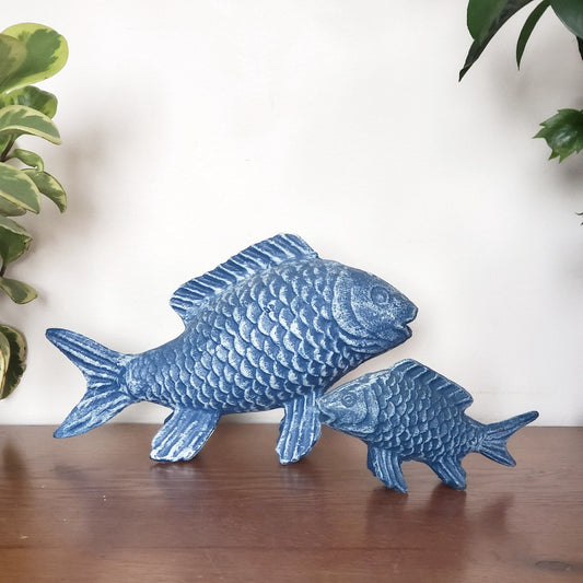 Pair of cast iron koi fish|13731