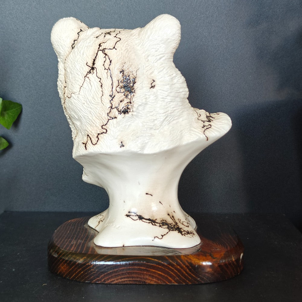 Horse hair ceramic bear head. Signed|13743