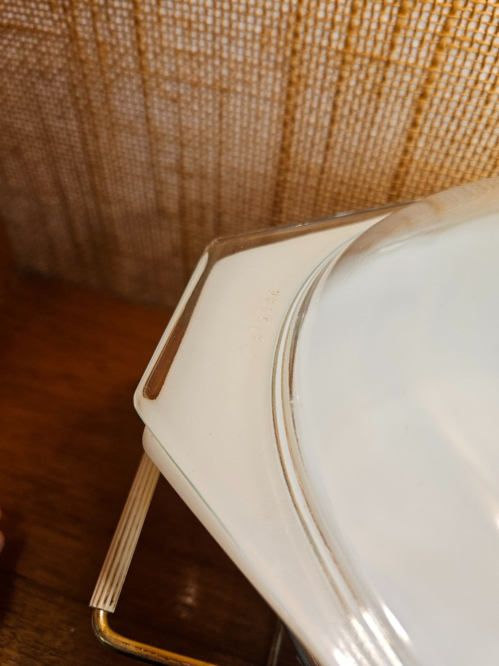 Pyrex 045 Golden Hearts with Lid and Cradle Warmer|12674